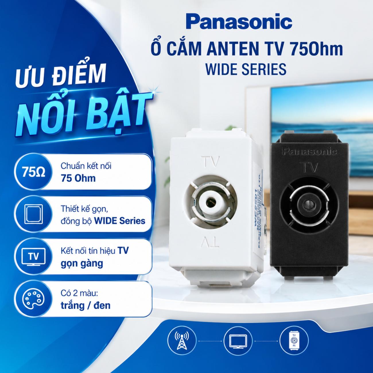 Ổ cắm anten Tivi 75Ohm Panasonic WIDE Series